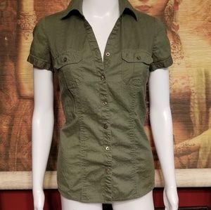 Green button down shirt